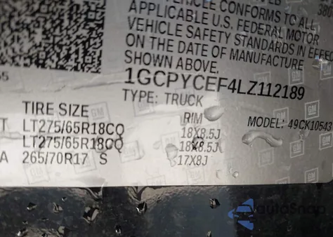 2020 Chevrolet Silverado 1500 4Wd Short Bed Custom Trail Boss from USA, damaged, VIN 1GCPYCEF4LZ112189